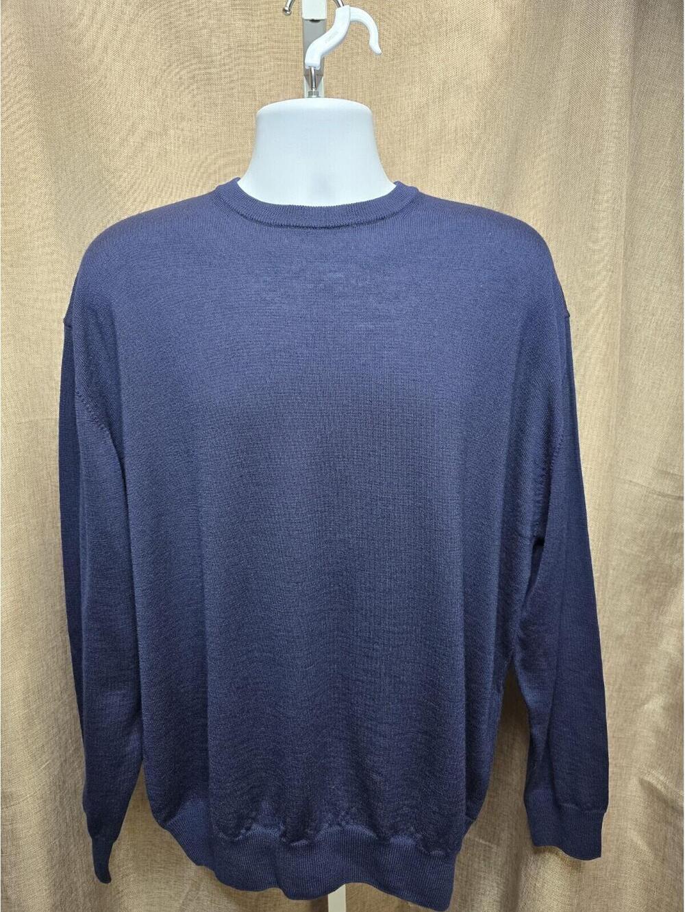 Toscano Firenze Sweater Pullover Merino Wool Blend Navy Blue Crew - Men’s 1X